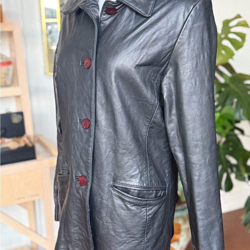 John Carlisle Real leather 1990’s Women's Black Leather Jacket: medium